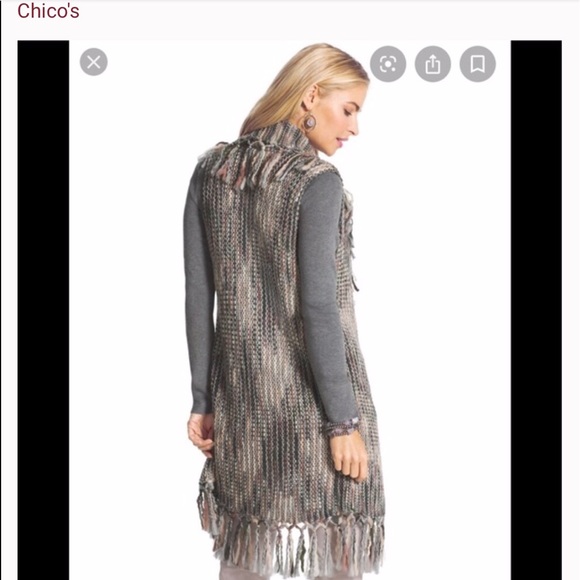 Small Chico’s fringe sweater vest - Picture 2 of 5
